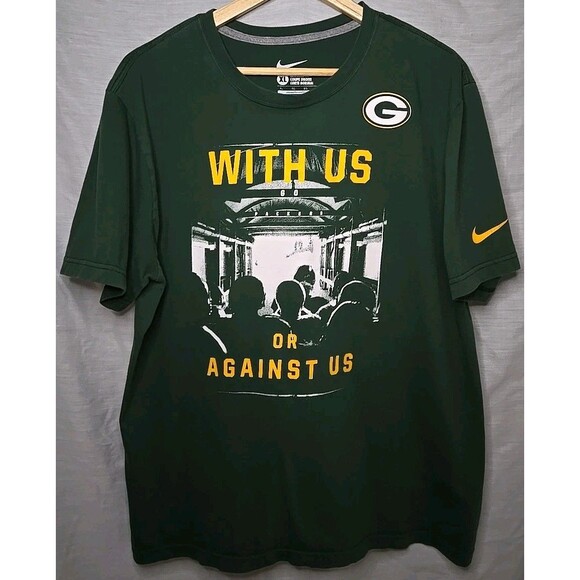 Green Bay Packers NFL Nike Regular Fit T-Shirt, Sz XL, "With Us Or Against Us" - Picture 1 of 6